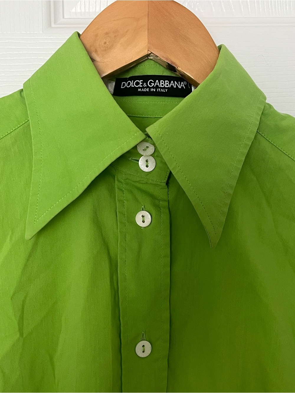 Dolce & Gabbana Lime Green Button-Down Cotton Shirt - Picture 3 of 15